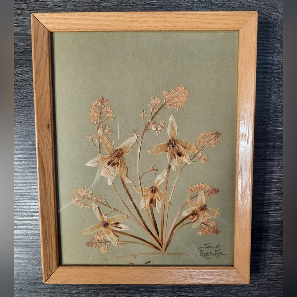 Vintage Pressed Flowers Framed Wall Art Decor Artist Signed - Picture 2 of 10